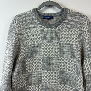 Wool‎ & Co Grey White Pattern Crewneck Sweater XL Alpaca